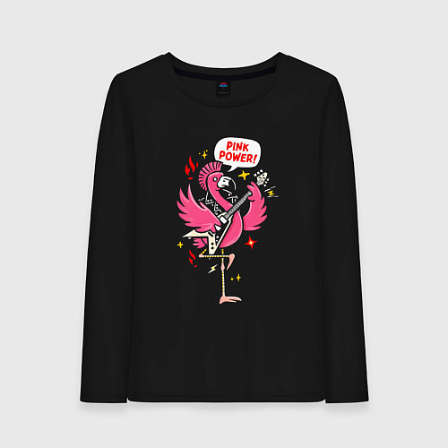 Женский лонгслив Панк-рок фламинго / Черный – фото 1