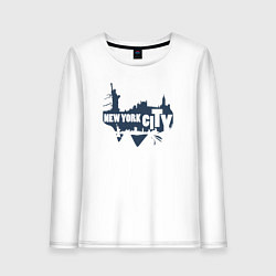 Лонгслив хлопковый женский New York style, цвет: белый