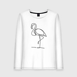 Лонгслив хлопковый женский Фламинго, лайн арт, цвет: белый