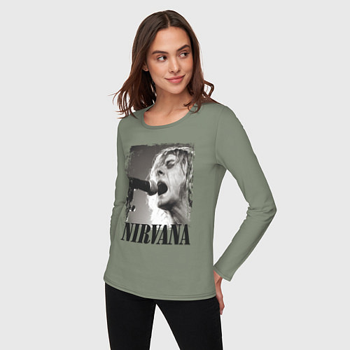 Женский лонгслив Кобейн поет / Авокадо – фото 3