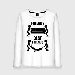 Лонгслив хлопковый женский Best friends, цвет: белый