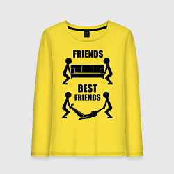 Лонгслив хлопковый женский Best friends, цвет: желтый