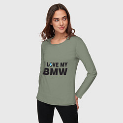 Лонгслив хлопковый женский I love my BMW, цвет: авокадо — фото 2