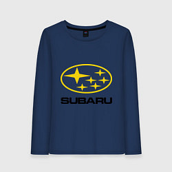 Лонгслив хлопковый женский Subaru Logo, цвет: тёмно-синий