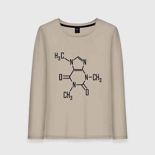 Женский лонгслив Кофеин формула / Миндальный – фото 1