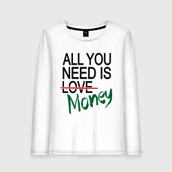 Лонгслив хлопковый женский All you need is money, цвет: белый