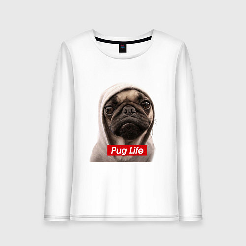 Женский лонгслив Pug life / Белый – фото 1