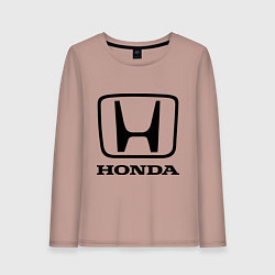 Лонгслив хлопковый женский Honda logo, цвет: пыльно-розовый