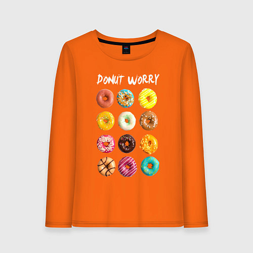 Женский лонгслив Donut Worry / Оранжевый – фото 1