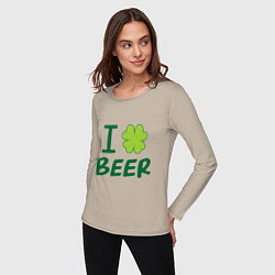 Лонгслив хлопковый женский Love beer, цвет: миндальный — фото 2