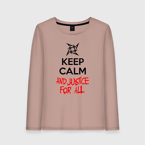 Женский лонгслив Keep Calm & Justice For All / Пыльно-розовый – фото 1