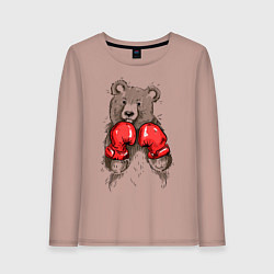 Лонгслив хлопковый женский Bear Boxing, цвет: пыльно-розовый