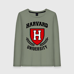 Лонгслив хлопковый женский Harvard University, цвет: авокадо