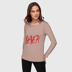 Лонгслив хлопковый женский Slayer, цвет: пыльно-розовый — фото 2