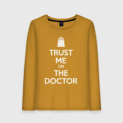 Лонгслив хлопковый женский Trust me Im the doctor, цвет: горчичный