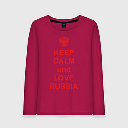 Лонгслив хлопковый женский Keep Calm & Love Russia, цвет: маджента