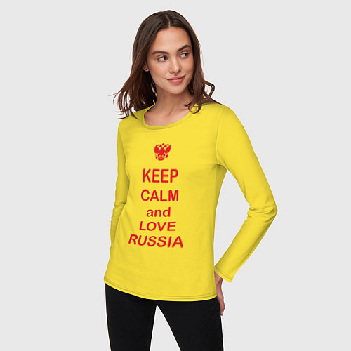 Женский лонгслив Keep Calm & Love Russia / Желтый – фото 3