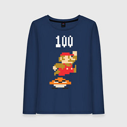 Лонгслив хлопковый женский Mario: 100 coins, цвет: тёмно-синий