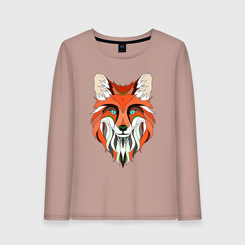 Женский лонгслив Дизайнерская лиса / Пыльно-розовый – фото 1
