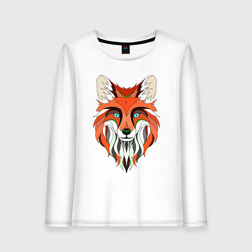 Женский лонгслив Дизайнерская лиса / Белый – фото 1
