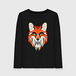 Лонгслив хлопковый женский Дизайнерская лиса, цвет: черный