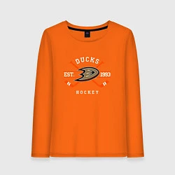 Лонгслив хлопковый женский Ducks: Est.1993, цвет: оранжевый