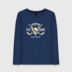 Лонгслив хлопковый женский Pittsburgh Penguins: Est.1967, цвет: тёмно-синий