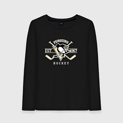 Лонгслив хлопковый женский Pittsburgh Penguins: Est.1967, цвет: черный