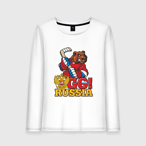 Женский лонгслив Hockey: Go Russia / Белый – фото 1