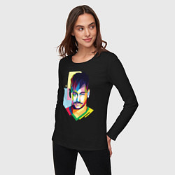 Лонгслив хлопковый женский Neymar: fun-art, цвет: черный — фото 2
