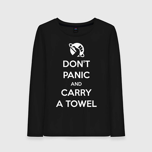 Женский лонгслив Dont panic & Carry a Towel / Черный – фото 1