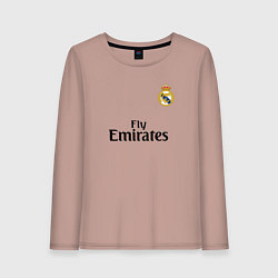 Лонгслив хлопковый женский Real Madrid: Fly Emirates, цвет: пыльно-розовый