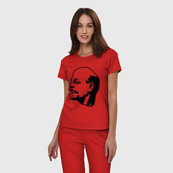 Пижама хлопковая женская Ленин: скульптура, цвет: красный — фото 2