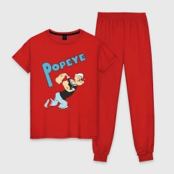 Пижама хлопковая женская Popeye, цвет: красный