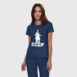 Пижама хлопковая женская СССР, цвет: тёмно-синий — фото 2