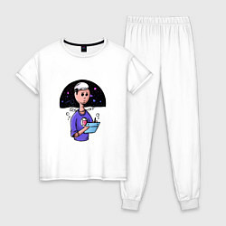 Пижама хлопковая женская Дизайнер-иллюстратор, цвет: белый