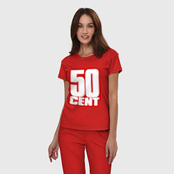 Пижама хлопковая женская 50 cent, цвет: красный — фото 2
