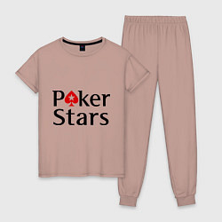 Пижама хлопковая женская Poker Stars, цвет: пыльно-розовый