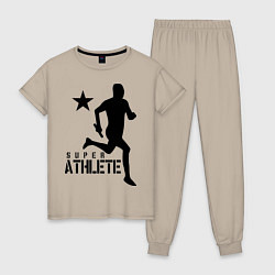 Пижама хлопковая женская Лёгкая атлетика, цвет: миндальный