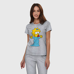 Пижама хлопковая женская Maggie Simpson, цвет: меланж — фото 2