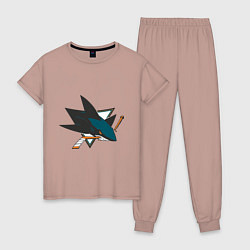 Пижама хлопковая женская San Jose Sharks, цвет: пыльно-розовый