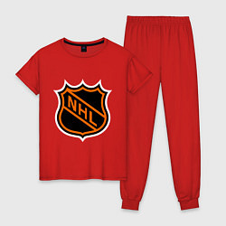 Пижама хлопковая женская NHL, цвет: красный