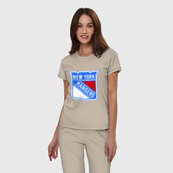 Пижама хлопковая женская New York Rangers, цвет: миндальный — фото 2