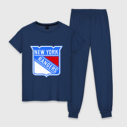 Пижама хлопковая женская New York Rangers, цвет: тёмно-синий