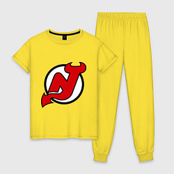 Пижама хлопковая женская New Jersey Devils, цвет: желтый