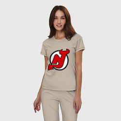 Пижама хлопковая женская New Jersey Devils цвета миндальный — фото 2