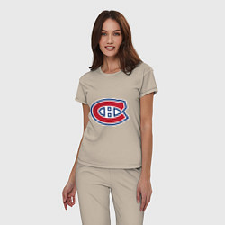 Пижама хлопковая женская Montreal Canadiens, цвет: миндальный — фото 2
