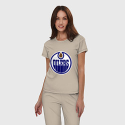 Пижама хлопковая женская Edmonton Oilers, цвет: миндальный — фото 2