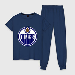 Пижама хлопковая женская Edmonton Oilers, цвет: тёмно-синий