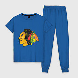 Пижама хлопковая женская Chicago Blackhawks, цвет: синий
